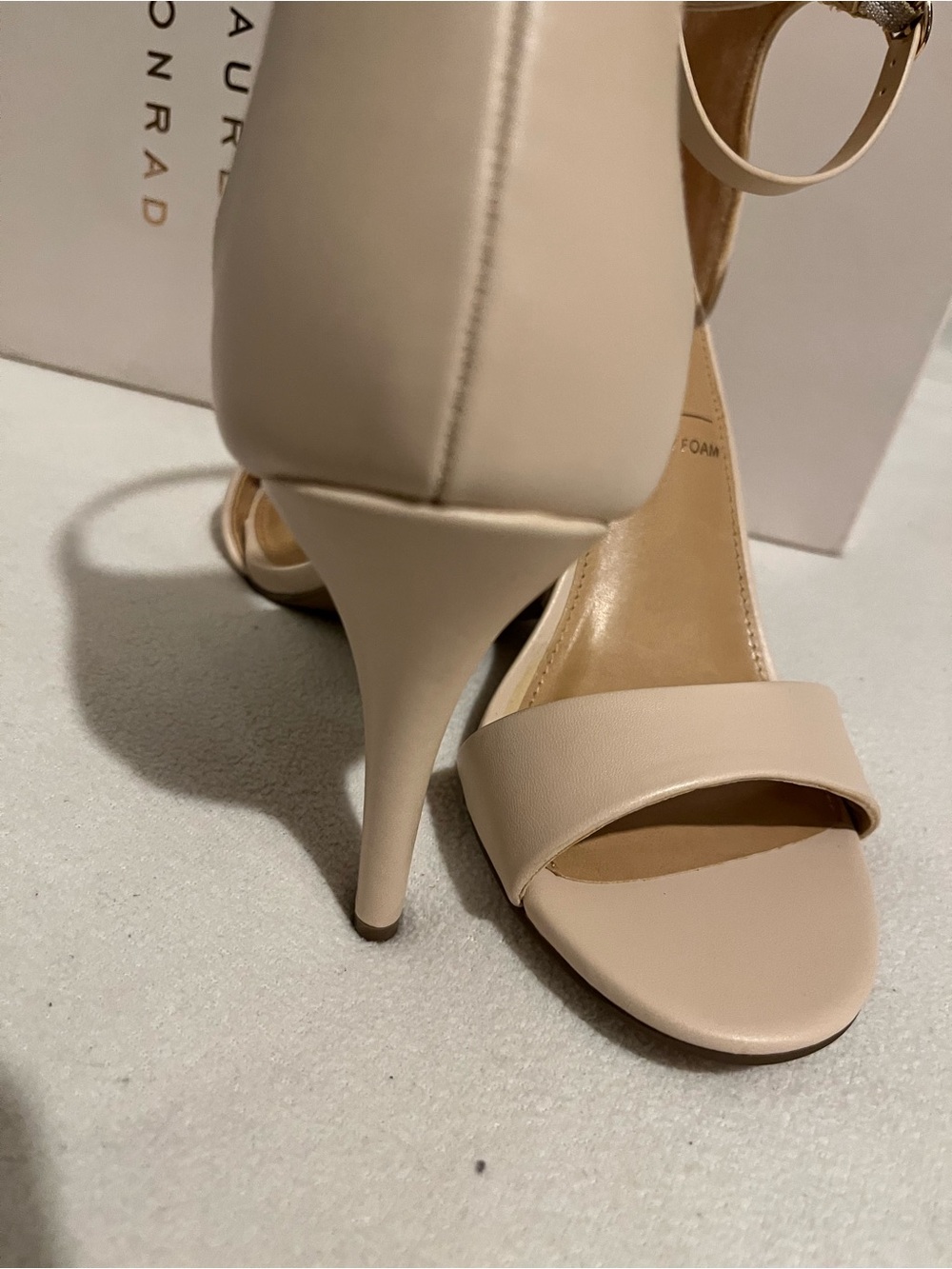 LC Lauren Conrad Beige Open-Toe Ankle-Strap High Heels - Picture 3 of 6